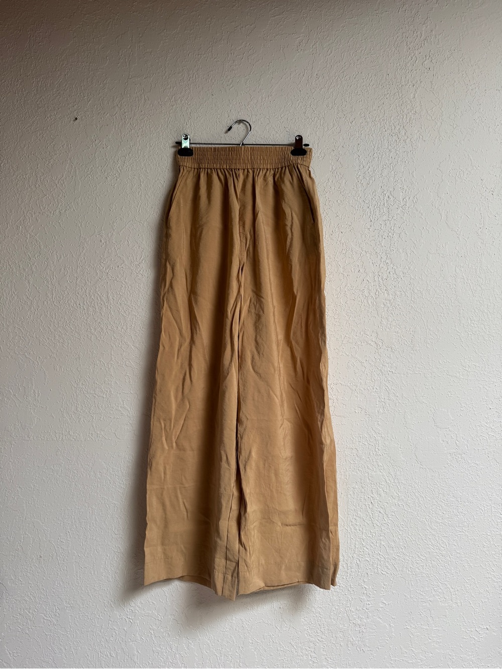 Madewell Caramel Tan Elastic-Waist wide-leg Pants